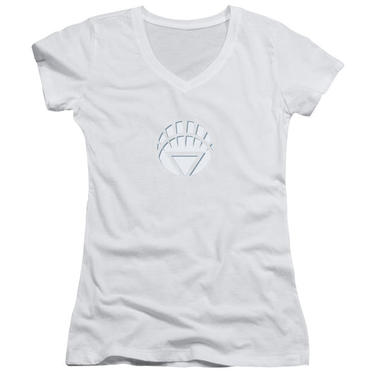 Green Lantern - White Lantern Logo - Junior V-neck - White