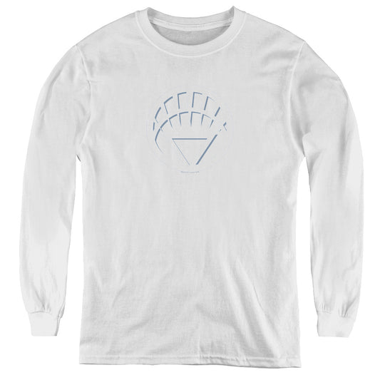 Green Lantern - White Lantern Logo - Youth Long Sleeve Tee - White
