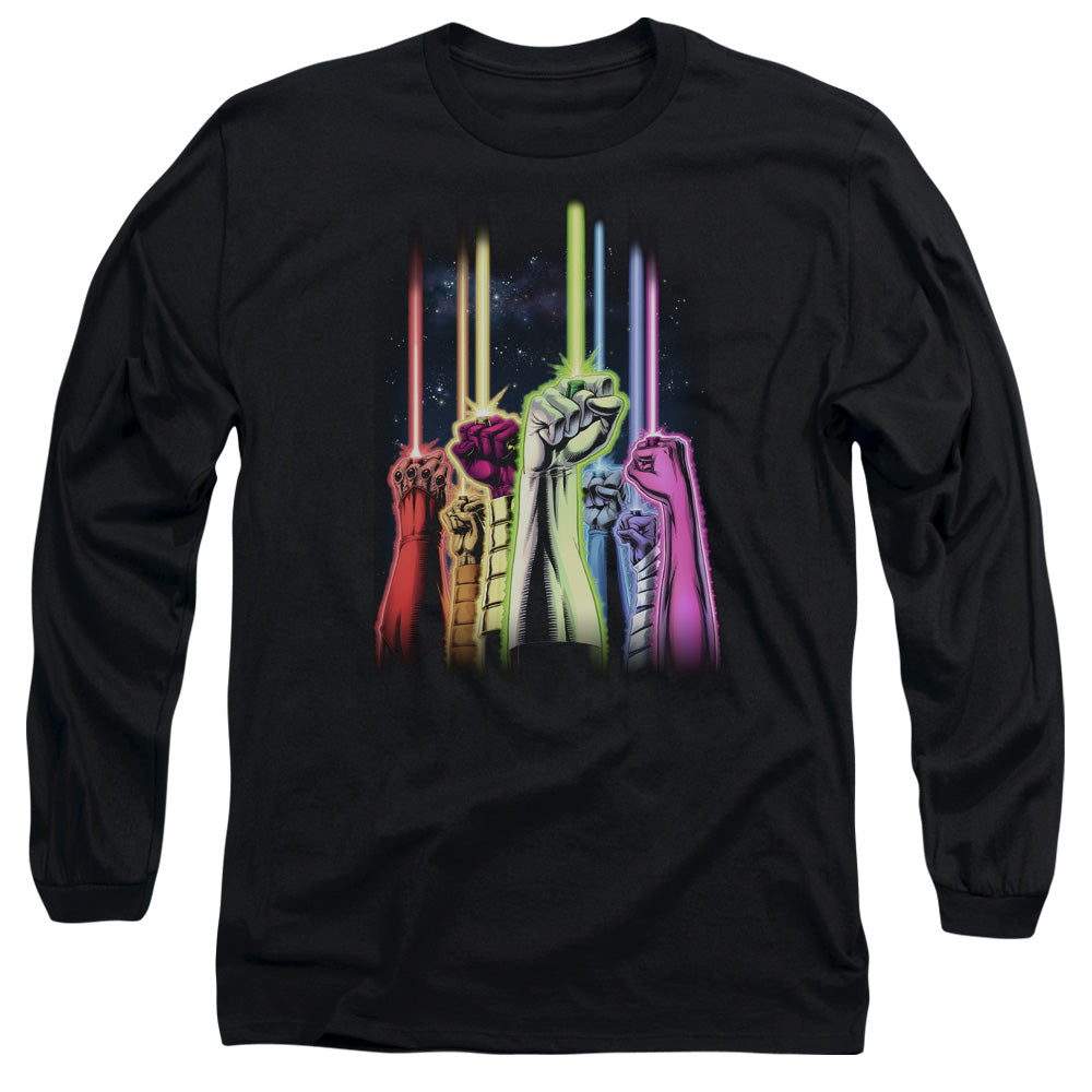 Green Lantern - Rainbow Corps - Long Sleeve Adult 18/1 - Black T-shirt
