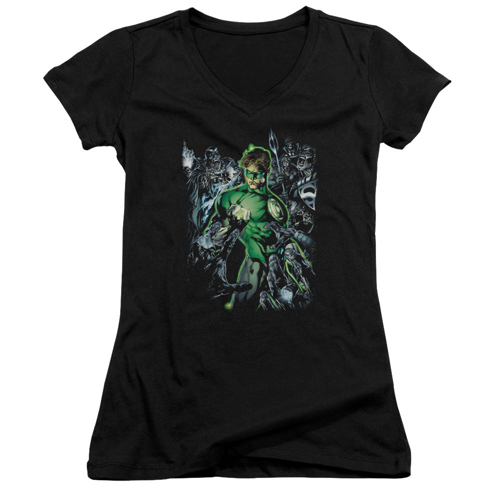 Green Lantern Surrounded By Death - Junior V-neck - Black