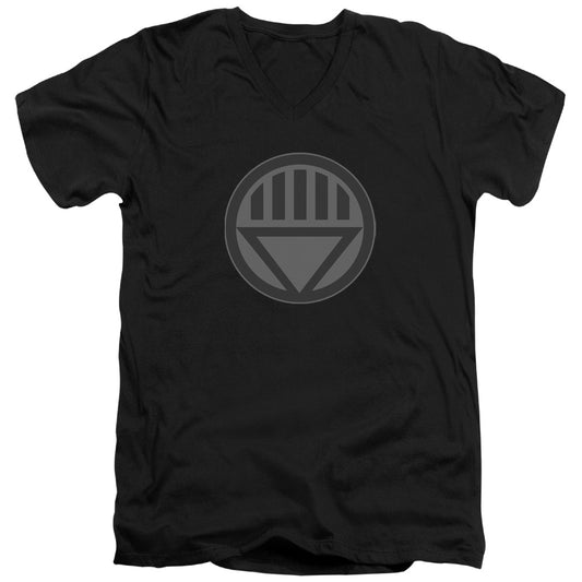 Green Lantern - Black Symbol - Short Sleeve Adult V-neck - Black T-shirt