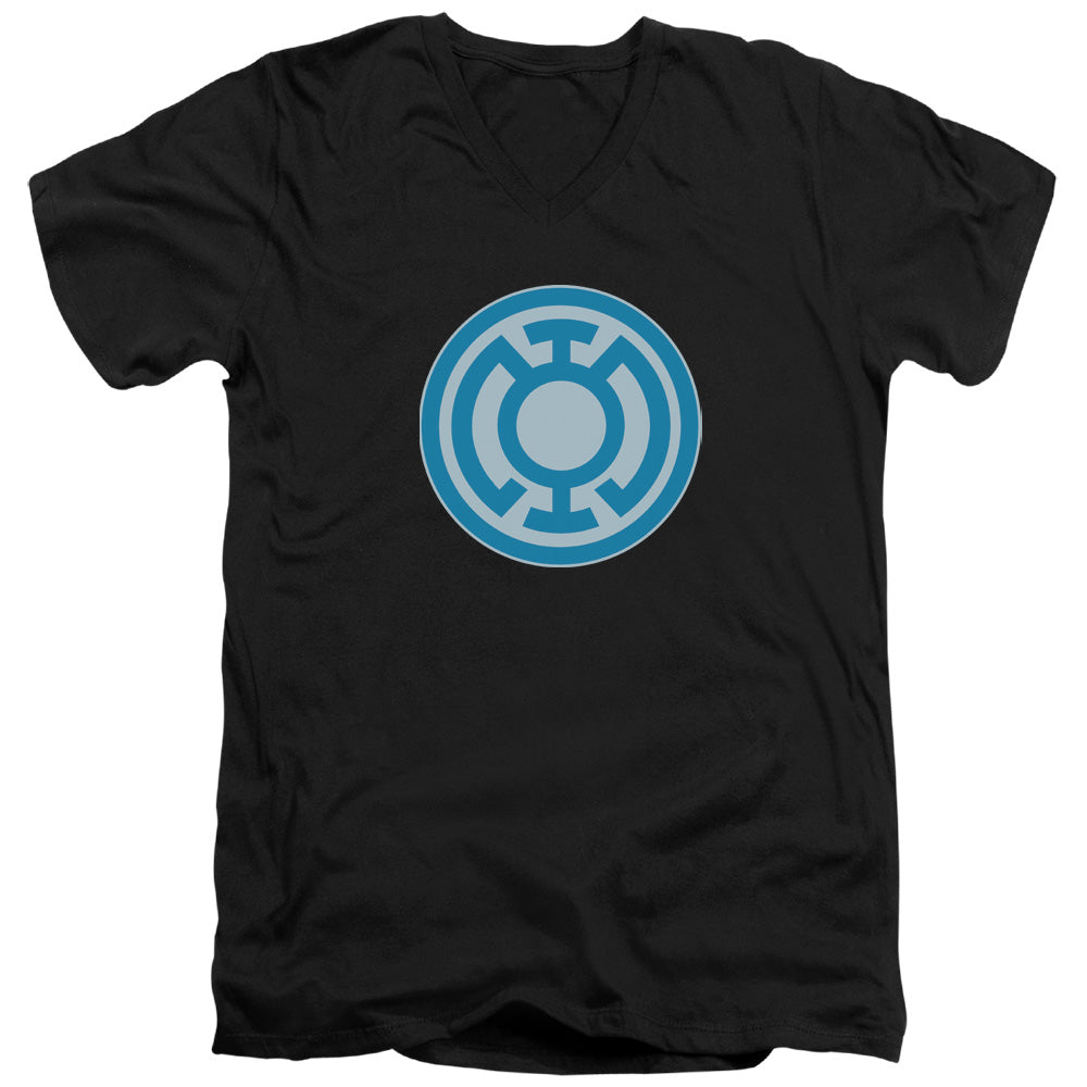 Green Lantern - Blue Symbol - Short Sleeve Adult V-neck - Black T-shirt