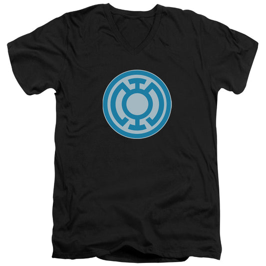 Green Lantern - Blue Symbol - Short Sleeve Adult V-neck - Black T-shirt