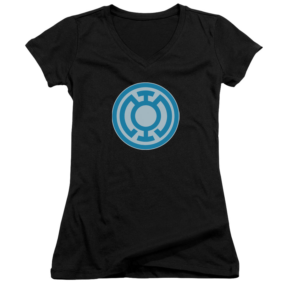 Green Lantern - Blue Symbol - Junior V-neck - Black