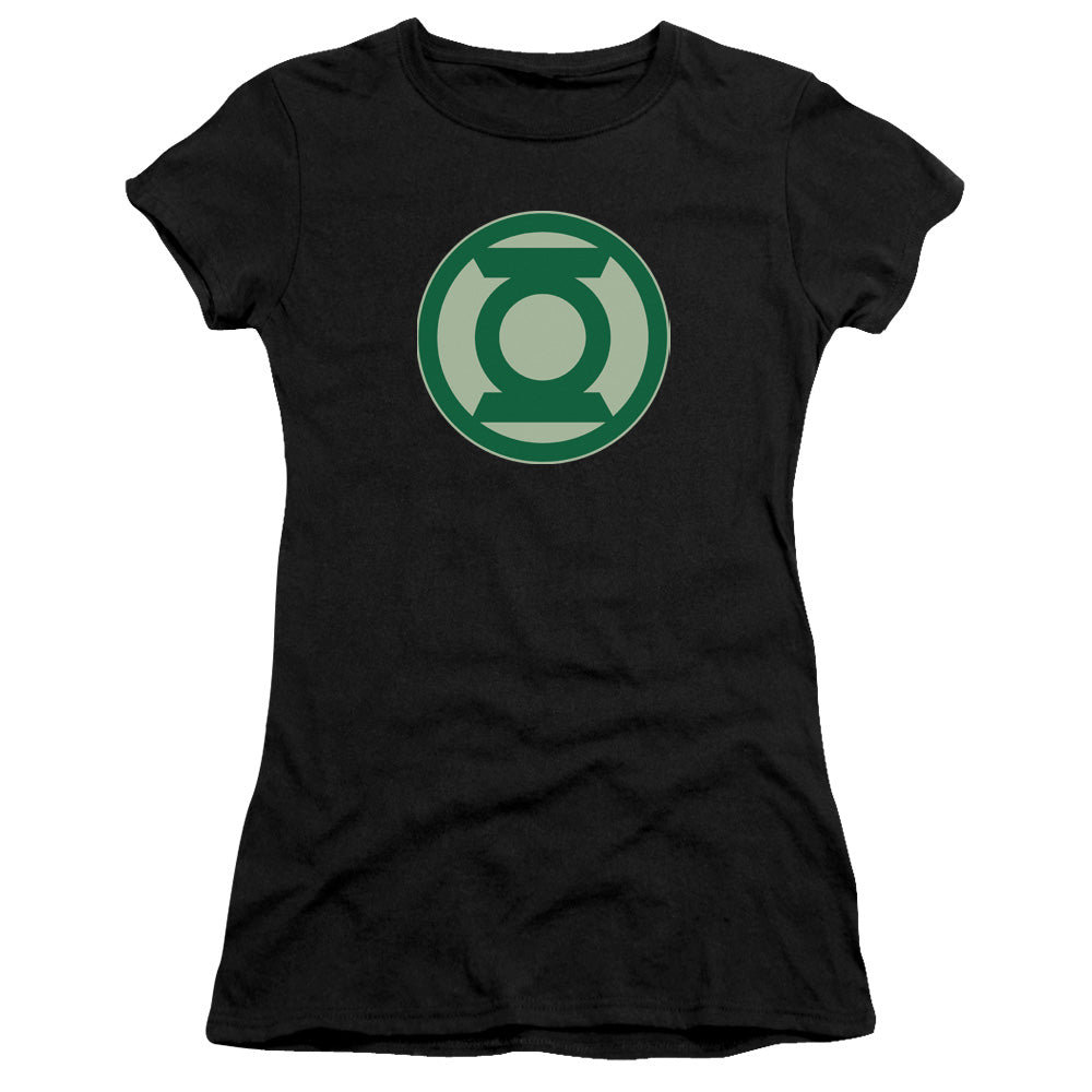 Green Lantern - Green Symbol - Short Sleeve Junior Sheer - Black T-shirt