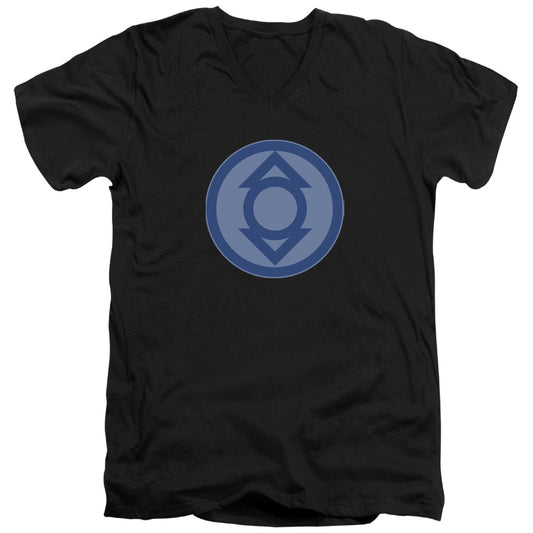 Green Lantern - Indigo Symbol - Short Sleeve Adult V-neck - Black T-shirt