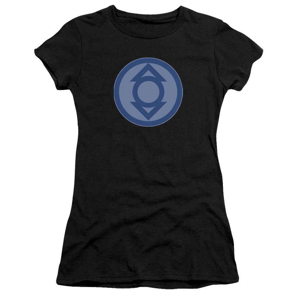 Green Lantern - Indigo Symbol - Short Sleeve Junior Sheer - Black T-shirt
