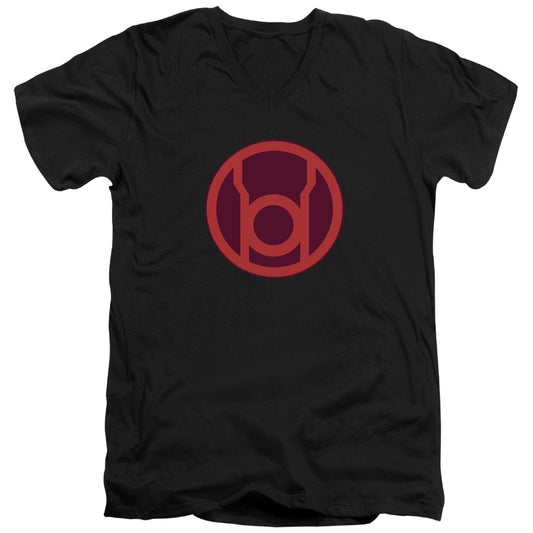 Green Lantern - Red Symbol - Short Sleeve Adult V-neck - Black T-shirt