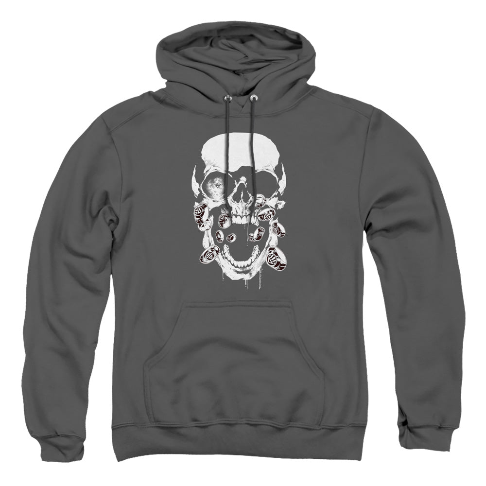 Green Lantern - Black Lantern Skull - Adult Pull-over Hoodie - Charcoal