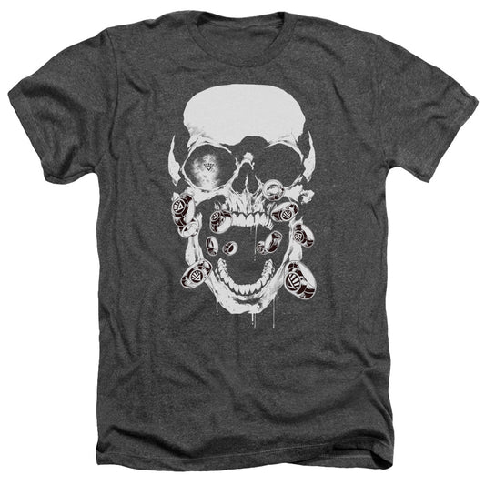 Green Lantern - Black Lantern Skull - Adult Heather - Charcoal