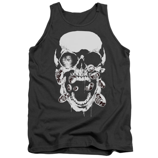 Green Lantern - Black Lantern Skull - Adult Tank - Charcoal