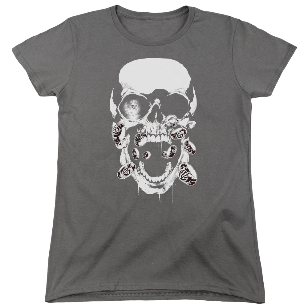 Green Lantern - Black Lantern Skull - Short Sleeve Womens Tee - Charcoal T-shirt