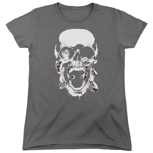Green Lantern - Black Lantern Skull - Short Sleeve Womens Tee - Charcoal T-shirt