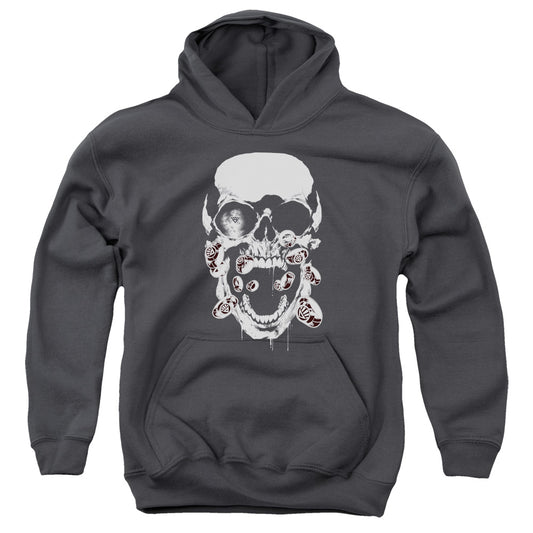 Green Lantern - Black Lantern Skull - Youth Pull-over Hoodie - Charcoal
