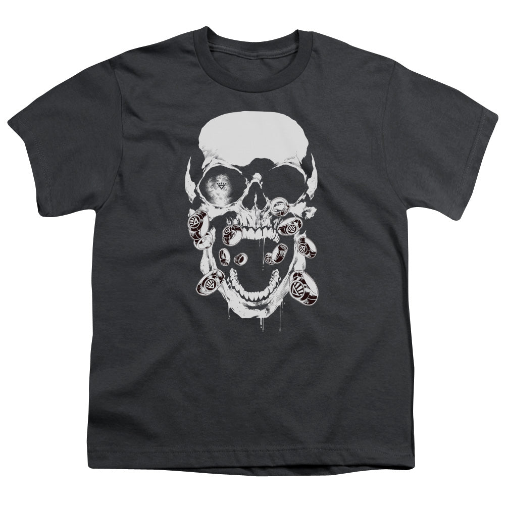 Green Lantern - Black Lantern Skull - Short Sleeve Youth 18/1 - Charcoal T-shirt