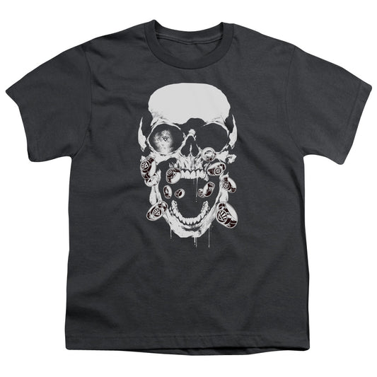Green Lantern - Black Lantern Skull - Short Sleeve Youth 18/1 - Charcoal T-shirt