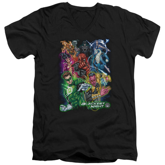 Green Lantern - Blackest Group - Short Sleeve Adult V-neck - Black T-shirt