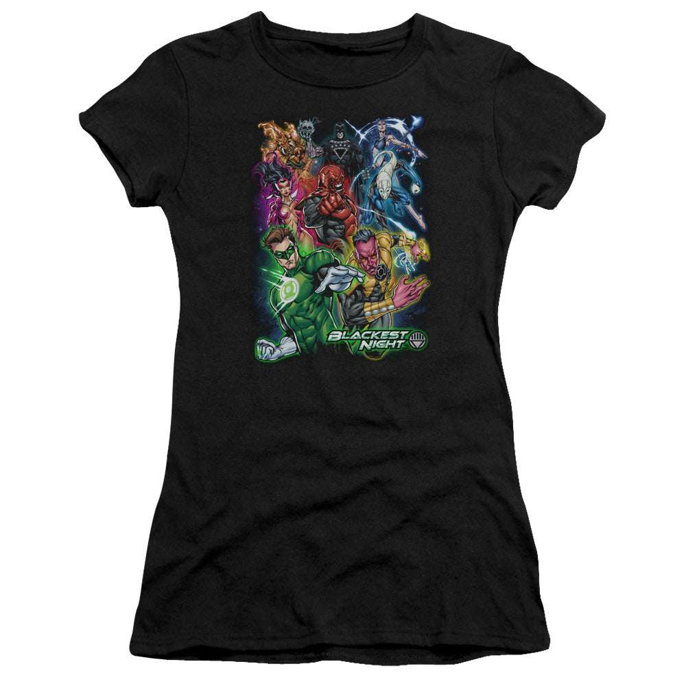 Green Lantern - Blackest Group - Short Sleeve Junior Sheer - Black T-shirt