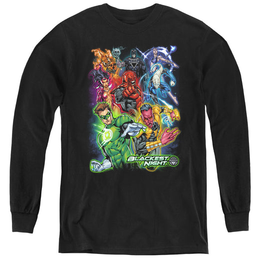 Green Lantern - Blackest Group - Youth Long Sleeve Tee - Black