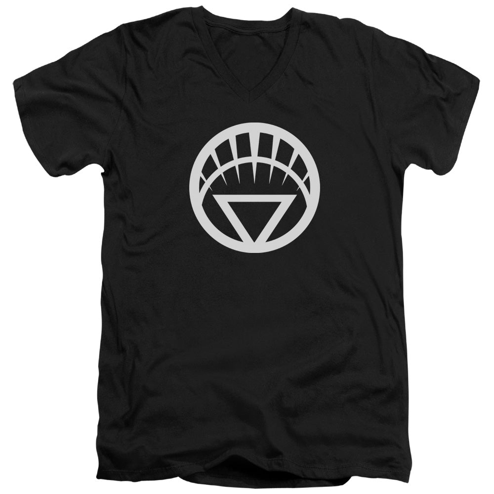 Green Lantern - White Emblem - Short Sleeve Adult V-neck - Black T-shirt