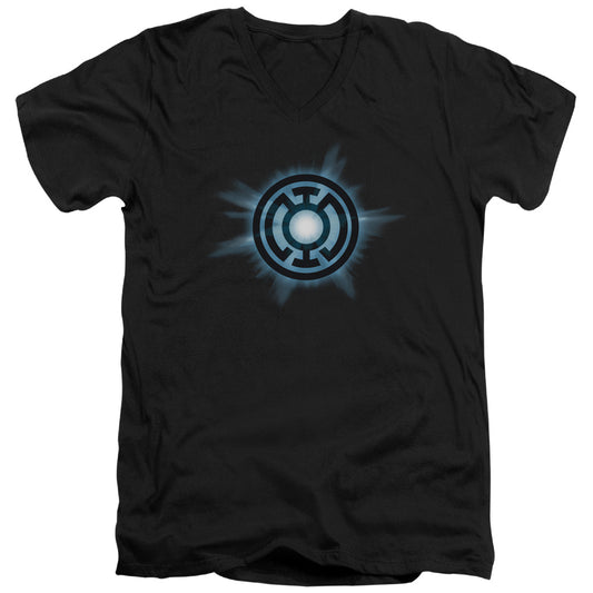 Green Lantern - Blue Glow - Short Sleeve Adult V-neck - Black T-shirt
