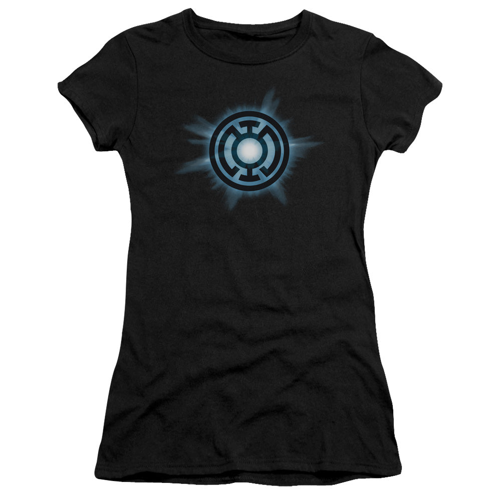 Green Lantern - Blue Glow - Short Sleeve Junior Sheer - Black T-shirt