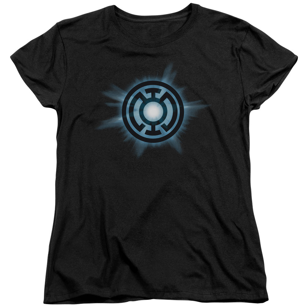 GREEN LANTERN BLUE GLOW - S/S WOMENS TEE - BLACK T-Shirt