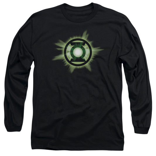 Green Lantern - Green Glow - Long Sleeve Adult 18/1 - Black T-shirt