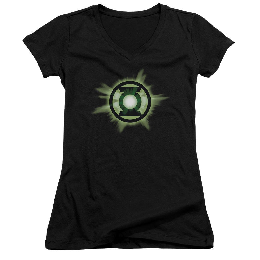 Green Lantern - Green Glow - Junior V-neck - Black