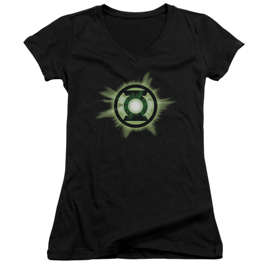 Green Lantern - Green Glow - Junior V-neck - Black
