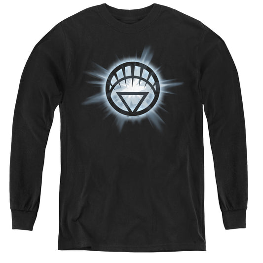Green Lantern - White Glow - Youth Long Sleeve Tee - Black