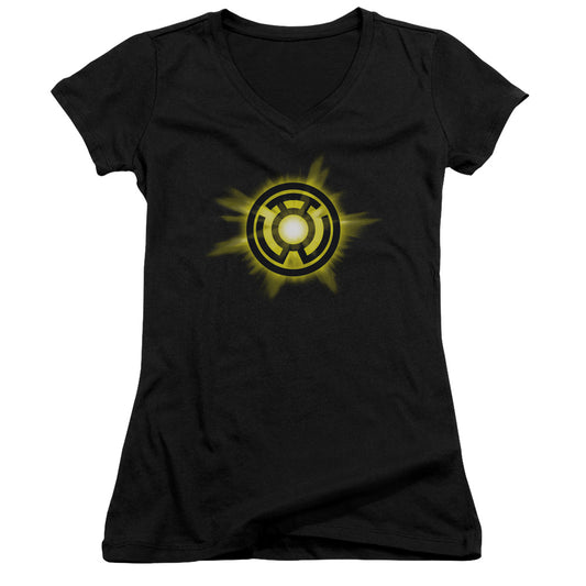 Green Lantern - Yellow Glow - Junior V-neck - Black
