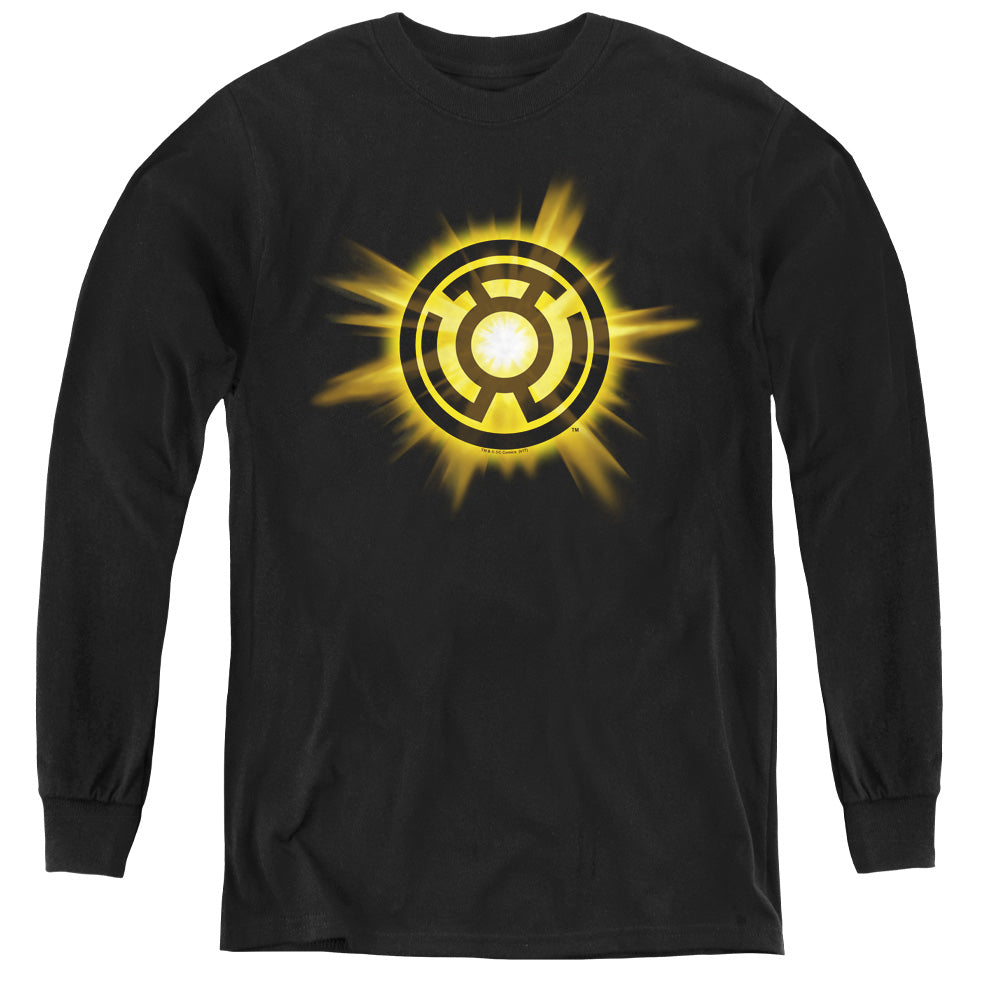 Green Lantern Yellow Glow - Youth Long Sleeve Tee - Black