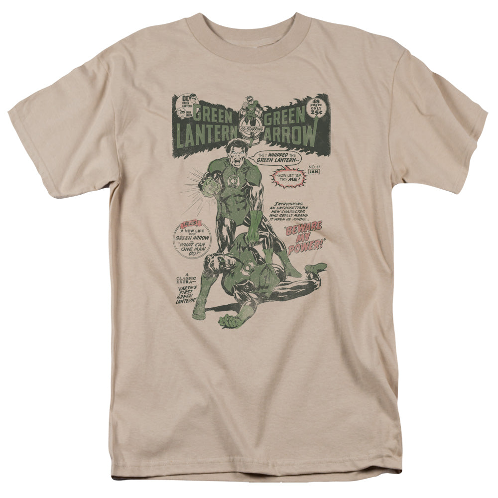 Green Lantern - Beware My Power - Short Sleeve Adult 18/1 - Sand T-shirt
