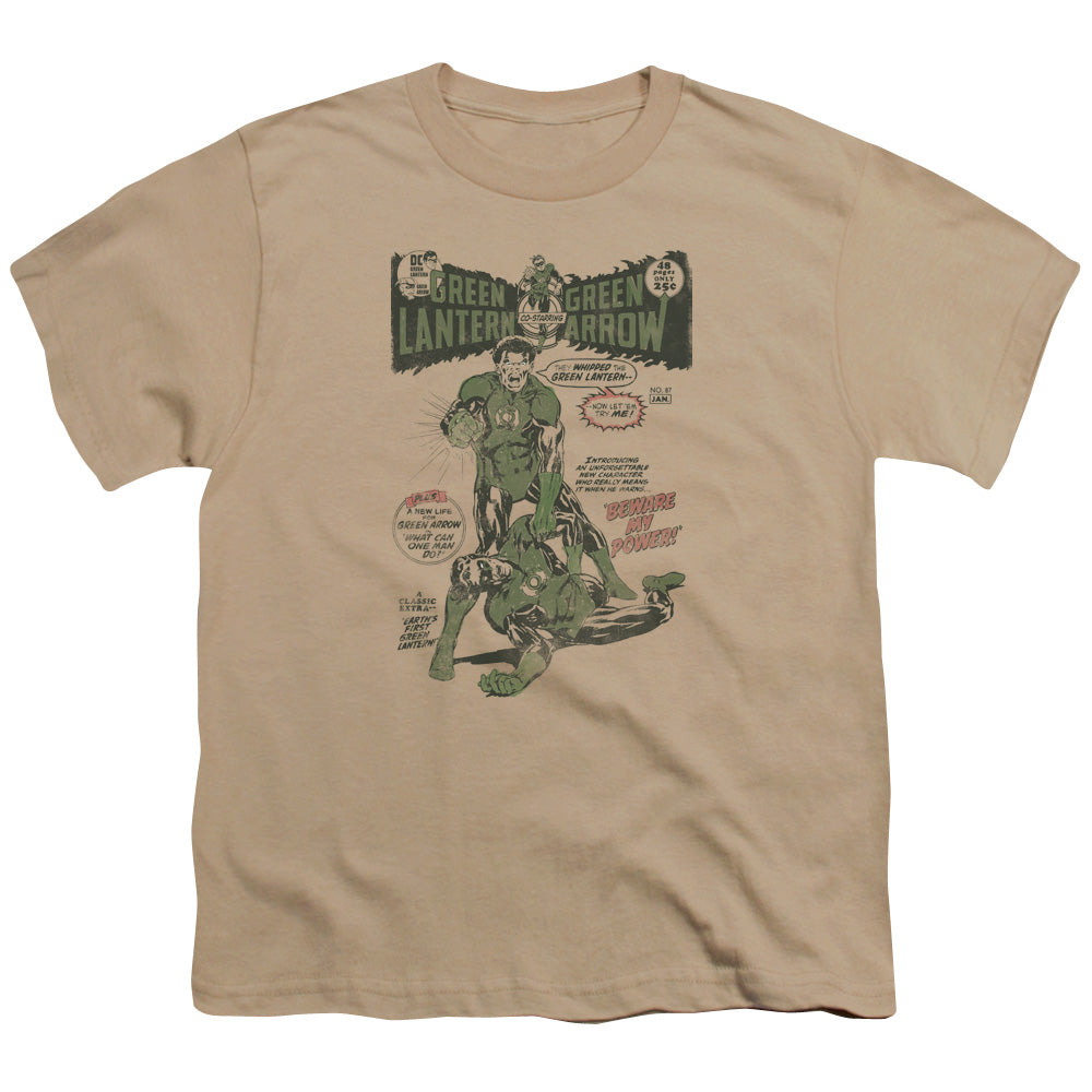 Green Lantern - Beware My Power - Short Sleeve Youth 18/1 - Sand T-shirt