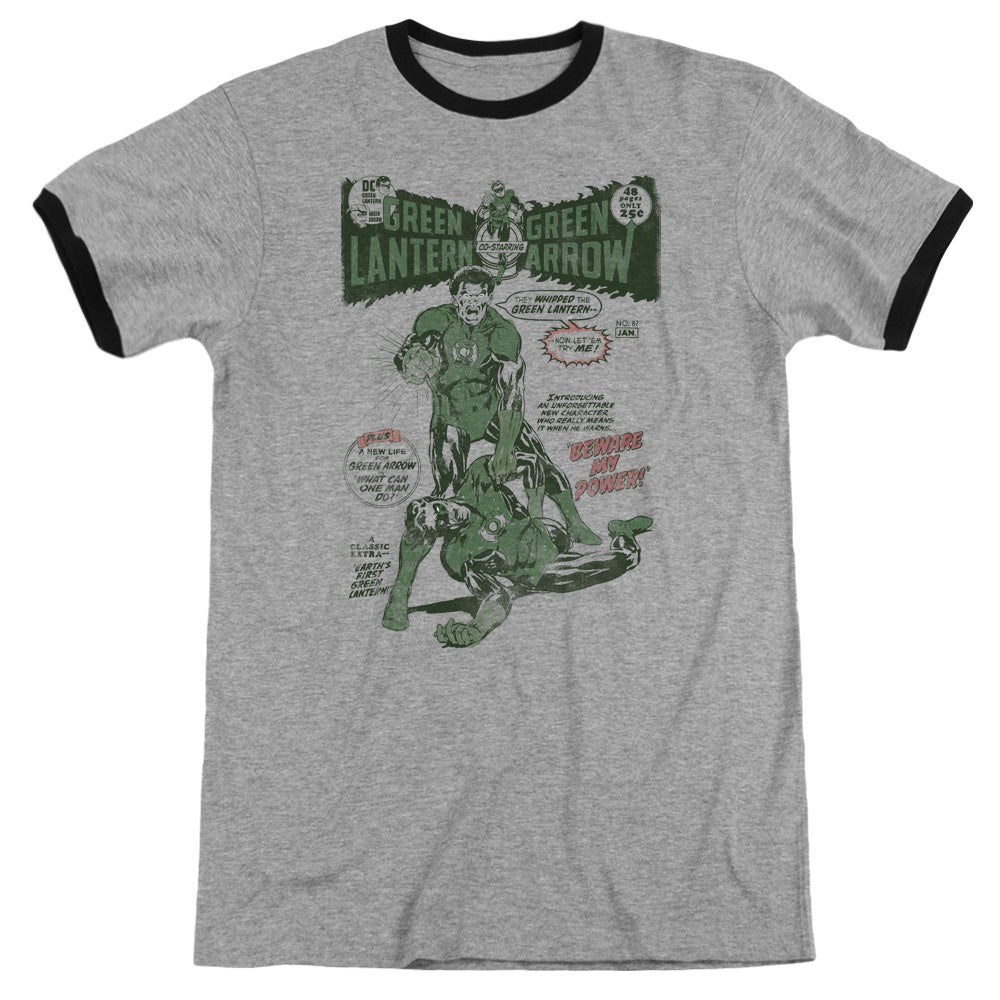Green Lantern - Beware My Power - Adult Ringer - Heather/black