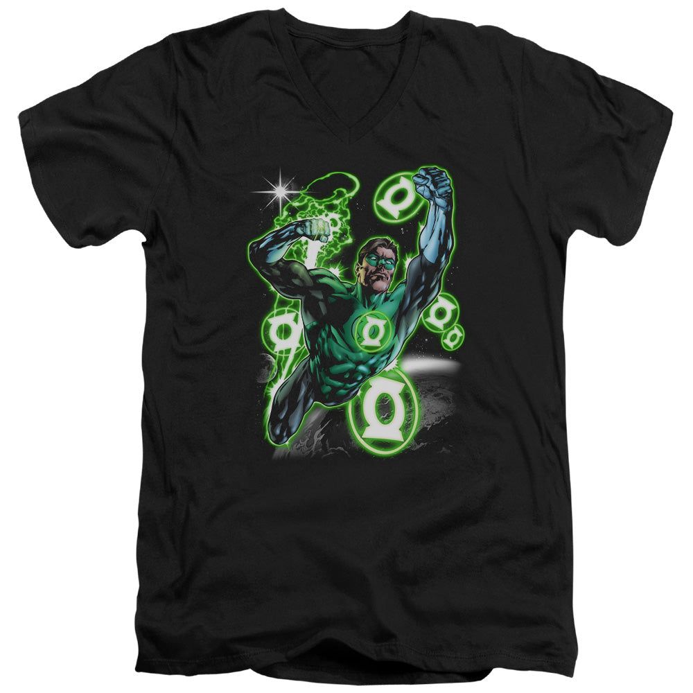 Green Lantern - Earth Sector - Short Sleeve Adult V-neck - Black T-shirt