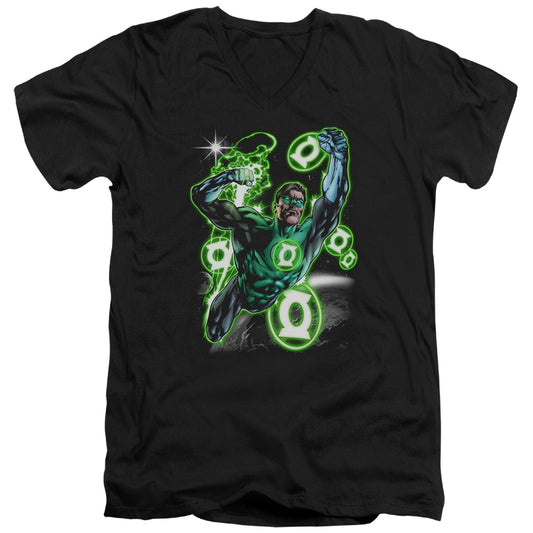 Green Lantern - Earth Sector - Short Sleeve Adult V-neck - Black T-shirt