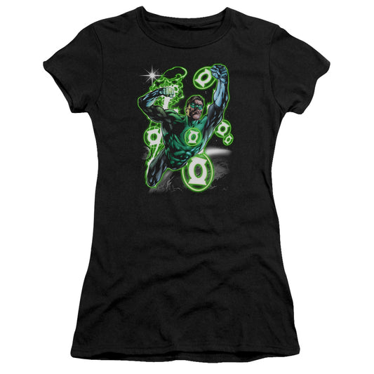 Green Lantern - Earth Sector - Short Sleeve Junior Sheer - Black T-shirt