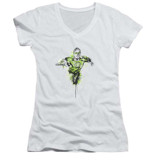 Green Lantern - Inked - Junior V-neck - White