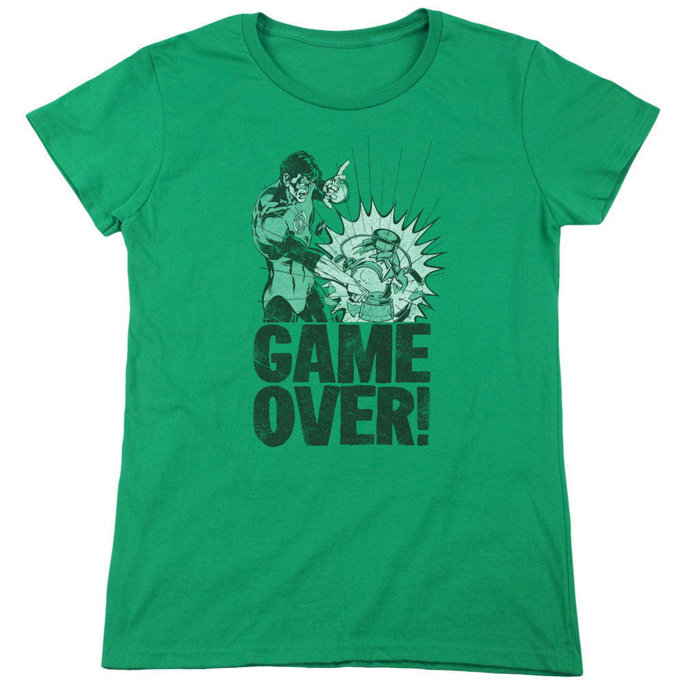 Green Lantern - Game Over - Short Sleeve Womens Tee - Kelly Green T-shirt