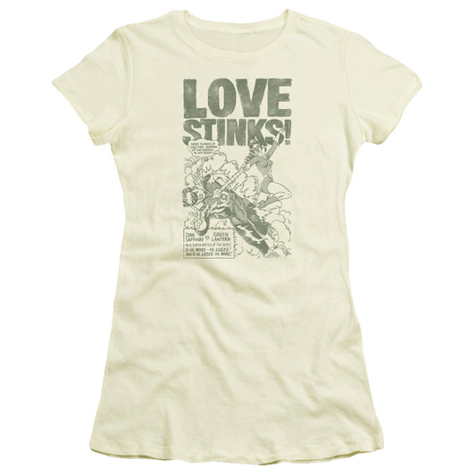 Green Lantern - Love Stinks - Short Sleeve Junior Sheer - Cream T-shirt