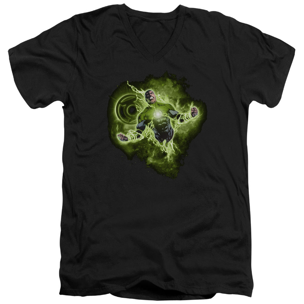 Green Lantern - Lantern Nebula - Short Sleeve Adult V-neck - Black T-shirt