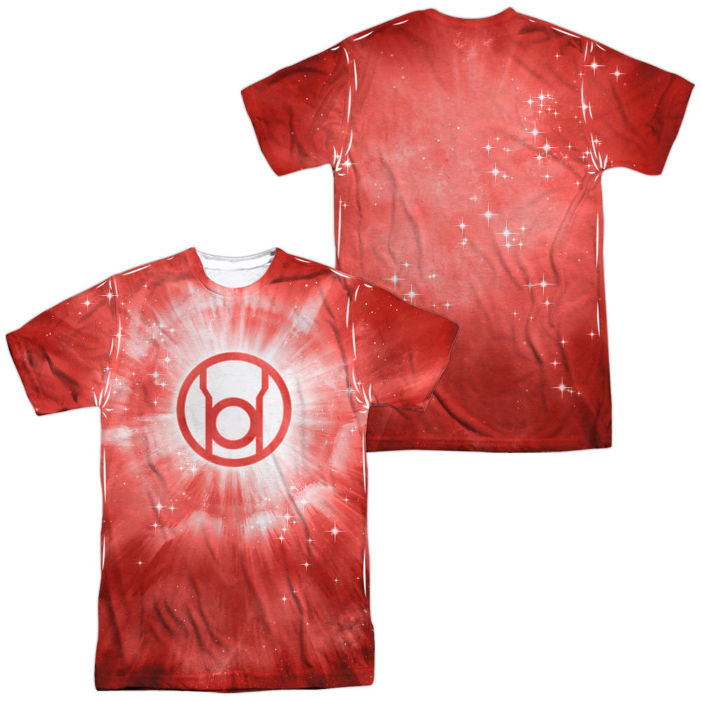 Green Lantern - Red Energy (Front/back Print) -  Short Sleeve Adult 100% Poly Crew - White T-shirt