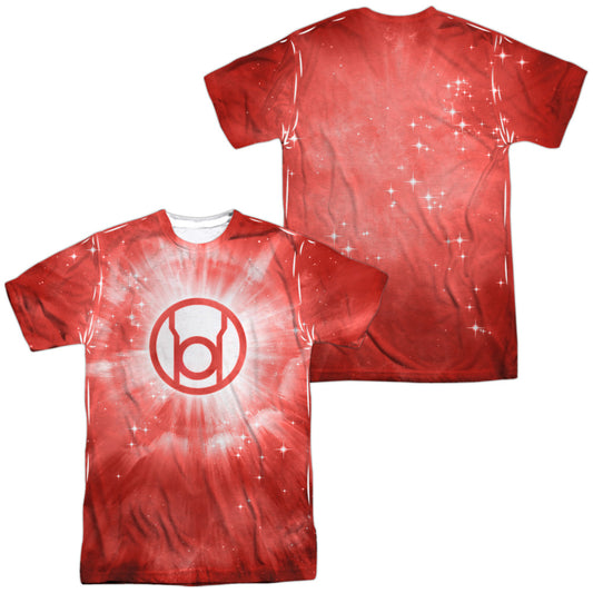 Green Lantern - Red Energy (Front/back Print) -  Short Sleeve Adult 100% Poly Crew - White T-shirt