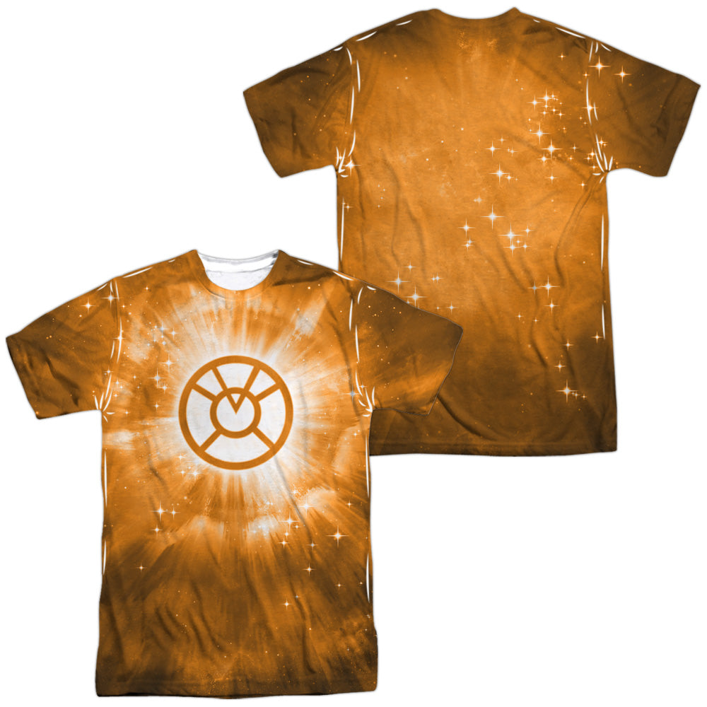 Green Lantern - Orange Energy (Front/back Print) -  Short Sleeve Adult 100% Poly Crew - White T-shirt