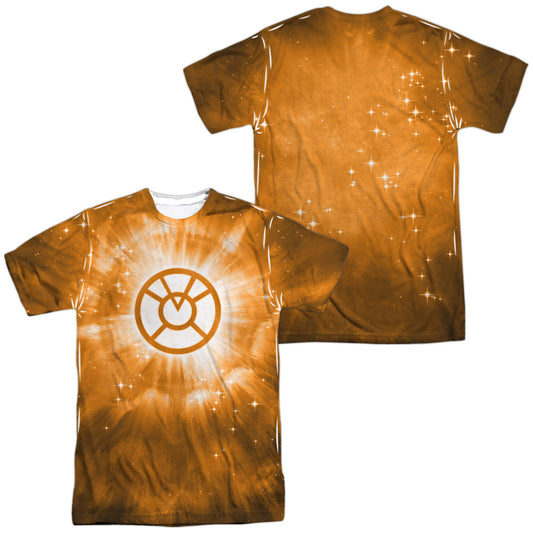 Green Lantern - Orange Energy (Front/back Print) -  Short Sleeve Adult 100% Poly Crew - White T-shirt