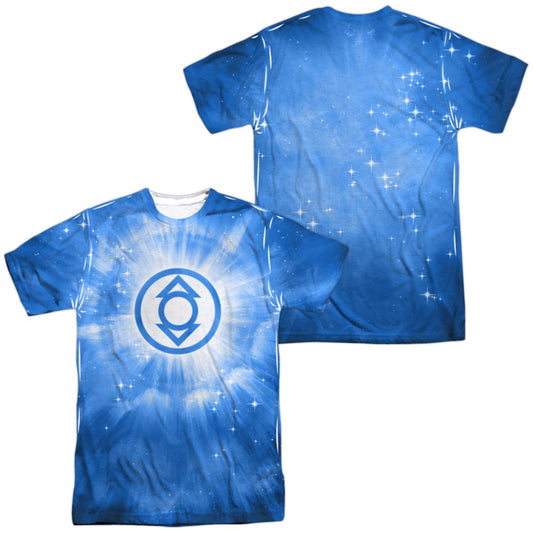 Green Lantern - Indigo Energy (Front/back Print) -  Short Sleeve Adult 100% Poly Crew - White T-shirt