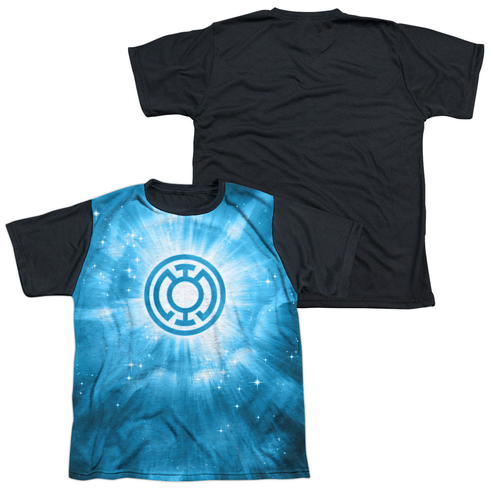 Green Lantern - Blue Energy - Short Sleeve Youth White Front Black Back   - White T-shirt