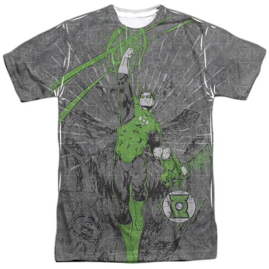 Green Lantern - Vanquish Evil -  Short Sleeve Adult 100% Poly Crew - White T-shirt